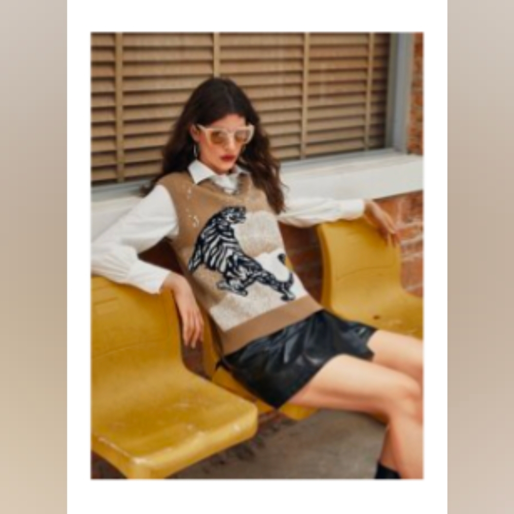 Shein Knit Tiger Sweater Vest